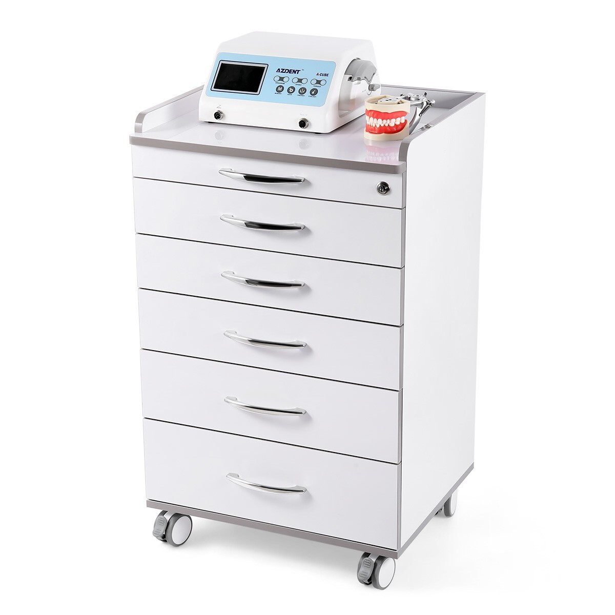 Dental Cart Storage Cabinet 5 Drawers Mobile Utility Cart Medical Cabinet Office