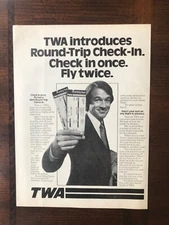 1978 vintage original print ad TWA Airlines Round-Trip Check In