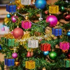 24pcs Xmas Tree Small Gift Boxes Hanging Decorations Mini Wrapped Present Boxes