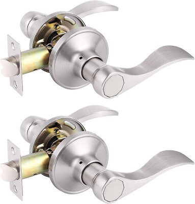 GOBRICO 2 PK. WAVE STYLE PASSAGE DOOR LEVERS MANDLES-HALL,CLOSET