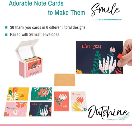 Outshine Großpackung leere Notizkarten mit Umschlägen in süßer Aufbewahrungsbox 3,5 x 5 - Bild 44 von 56