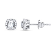0.35 Cttw Round Cut Earth Mined Diamond Halo Stud Earring 925 Sterling Silver