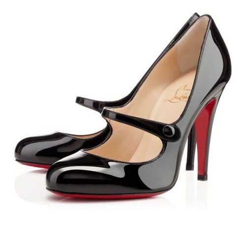 CHRISTIAN LOUBOUTIN Patent Charleen Mary Jane 100mm Black Leather Pumps 37.5 - 第 16/16 張圖片