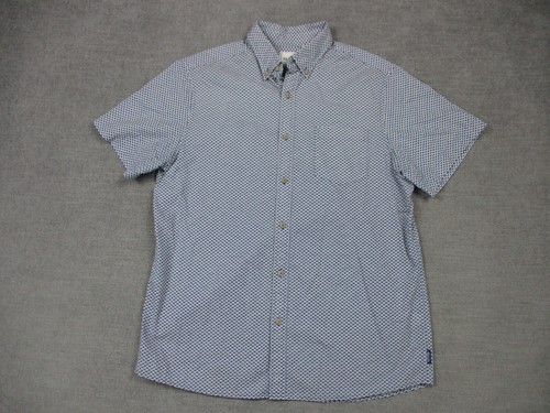 ROWM Shirt Mens Large Multicolor Triangles Button Down Short Sleeve Pocket - Picture 1 of 11