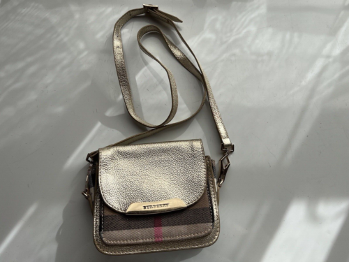 BURBERRY Mini Borsa Nova Check Pelle Dorata