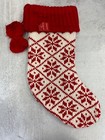 Wondershop  red and white fair isle knit Christmas stocking with pompoms