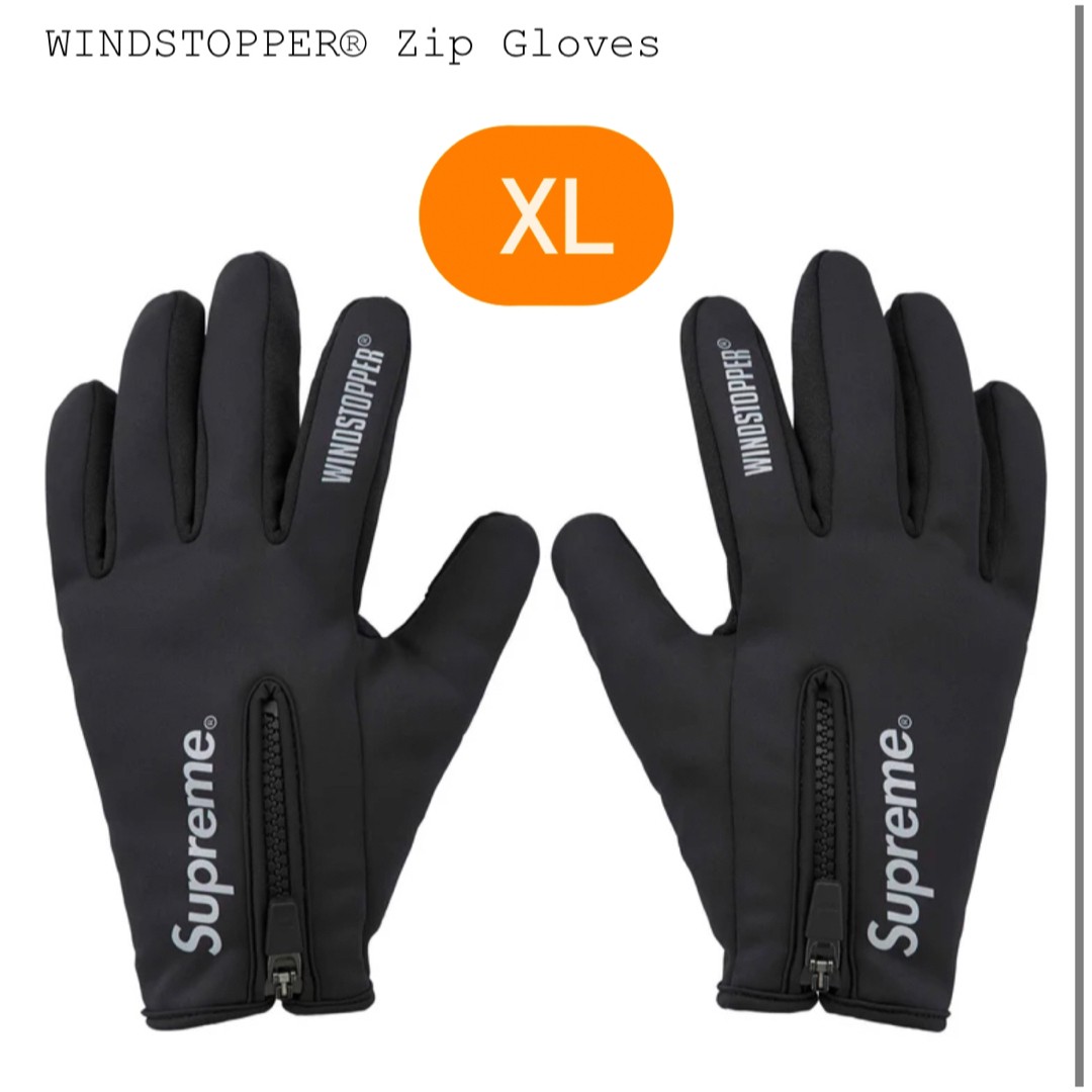 Supreme Gore Windstopper Black Zip Closure Gloves XL Heat