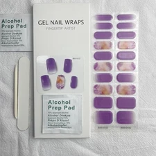 Semi Cured Gel Nail Strips, 20pcs Real Nail Polish Art Stickers Gel Wraps-1