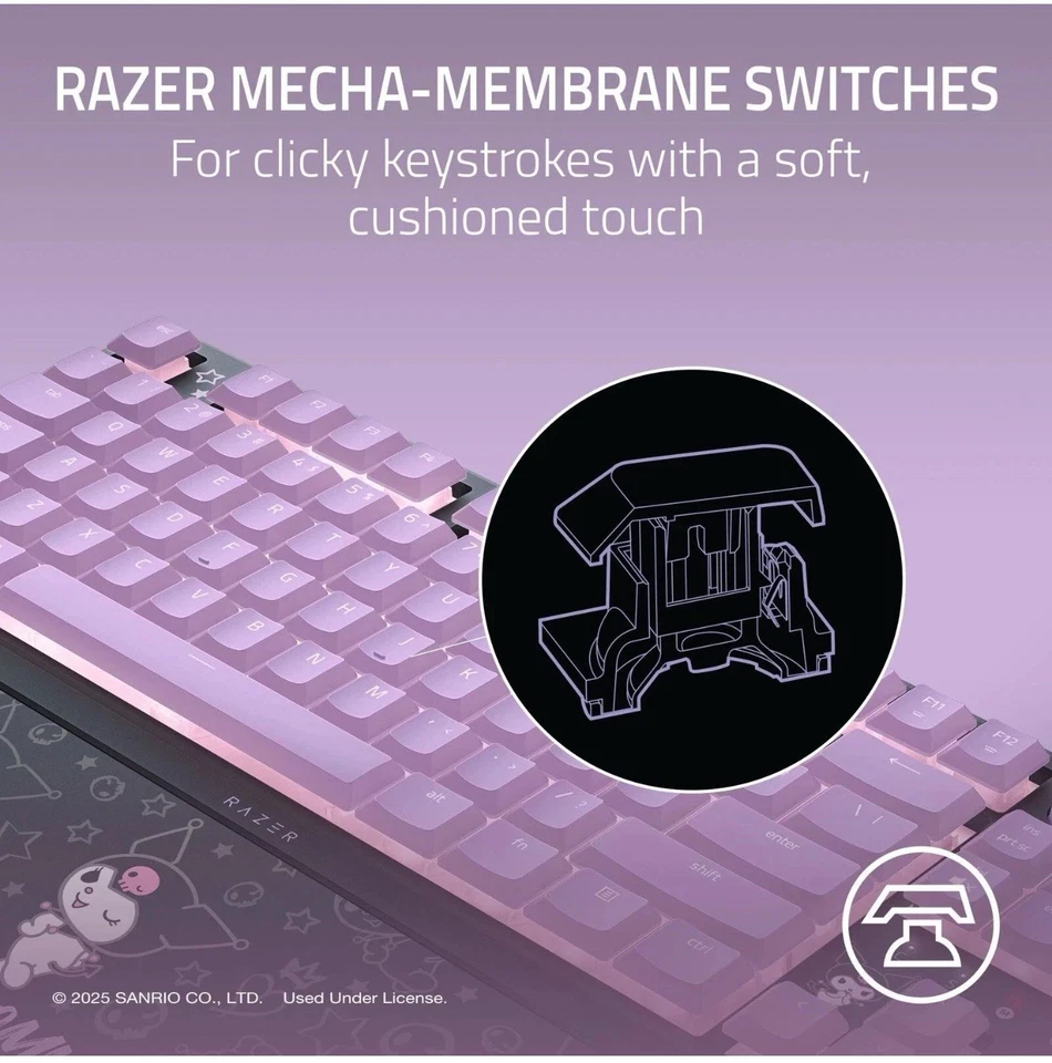 Razer Ornata V3 Tenkeyless - Low Profile Gaming Keyboard US Layout Kuromi - Image 2 of 4