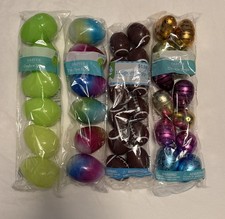 Easter Eggs Lot of 4 Bags 8 Count Each Bag Multi Color Shinny Fillable Plastic