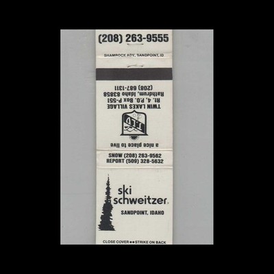 Matchbook Cover Ski Schweitzer Sandpoint ID