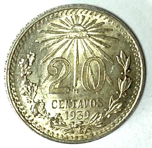 1939 Mexico 20 Centavos Silver — photo from the most recent tracked eBay sale