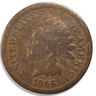 1866 Indian Head Penny Cent Good (G) Damaged