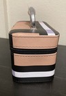 Small Plaid Tote Makeup Mirror Carry Case Top Handle Zipper Closure Pink Inside — photo 6