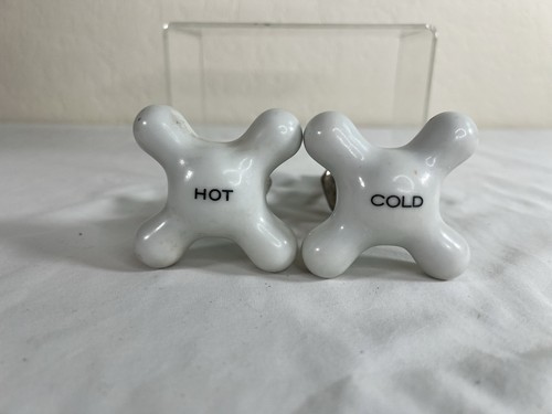 5PC Antique Vintage Porcelain Bathroom Shower Head & Faucet Handles LOT Hot Cold - Imagen 9 de 19