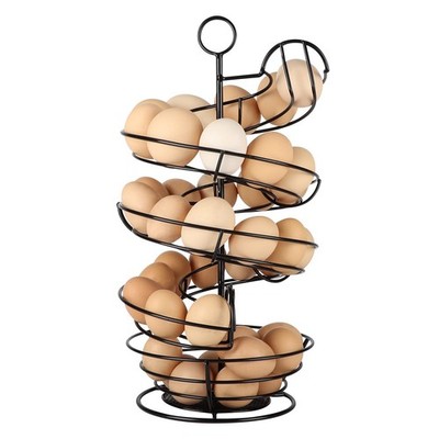 Black Metal Egg Holder Countertop Fresh Skelter Spiral Dispenser Storage