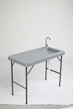 LEADZM 115*60*94.5cm Grey Outdoor Fish Killing Table HDPE Rectangular