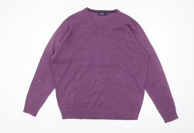 James Pringle Herren Lila V-Ausschnitt Acryl Pullover XL