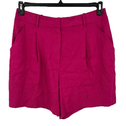Veronica Beard shorts Noemi linen blend dark pink size 14