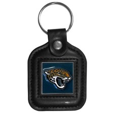 NFL Fan Shop Jacksonville Jaguars Square Leather Key Chain One Size Black
