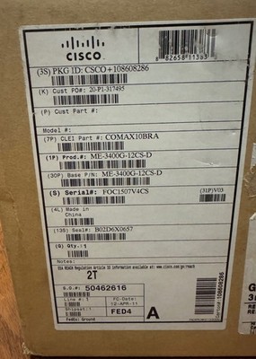 Cisco Industrial series ME-3400G-12CS-D DC Power 12 dual-purpose ports Gigabit