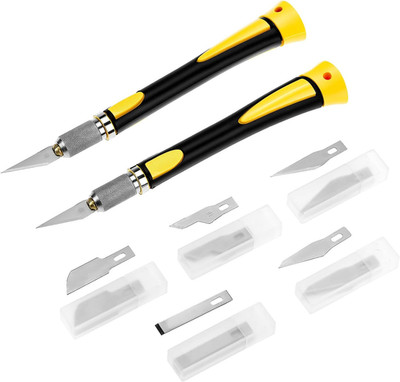 2PCS Precision Hobby Knife Set with 50 Blades for Art, Crafting and DIY Projects