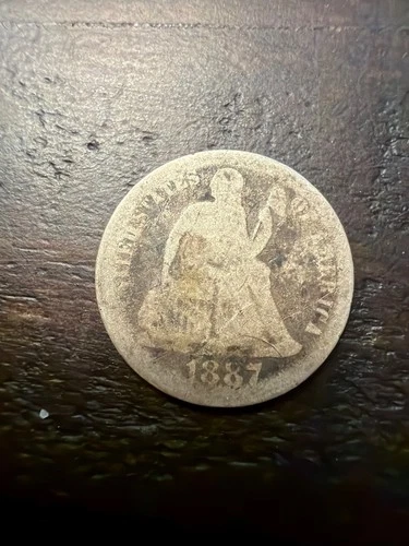 1887-P Seated Liberty Silver Dime Nice Circulated Most of Liberty