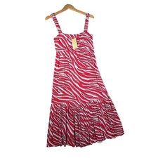 New Michael Kors Soft Zebra Midi Dress Size XS Pink/White
