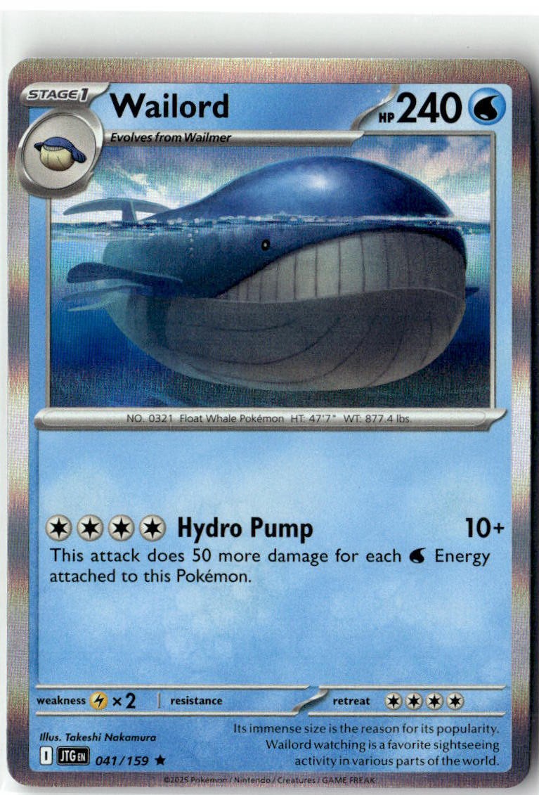 Wailord 041/159 Rare Journey Together Pokemon Holo NM/M