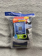 Hanes Boxer Briefs Boys Large 12-14 Tagless Underwear 10 Pack Multipack Assorted