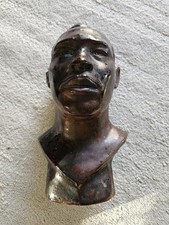 1960 Studio Art Pottery Boxer Joe Louis Fighter Bust Brown Glaze Likeness Real