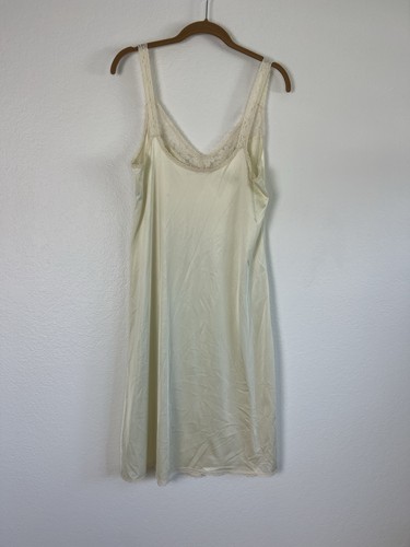 Maidenform Vintage 60s Slip Dress Off White Womens Sm/Med Lace Satin Coquette - Picture 2 of 9