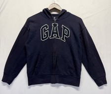 Gap Hoodie Kids Boys Large 10 Navy Blue Fleece Lined Embroidered Logo Full Zip