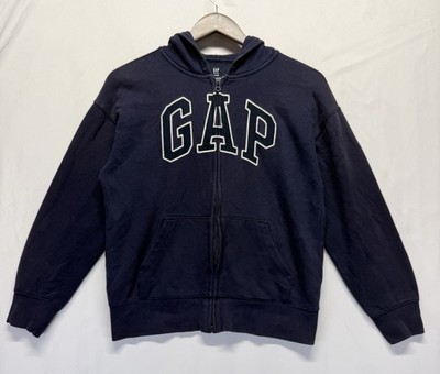 Gap Hoodie Kids Boys Large (10) Navy Blue Fleece Lined Embroidered Logo Full Zip