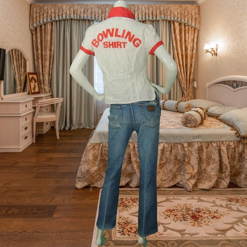 Camicia da bowling vintage moda bottoni top camicia blusa M - Foto 5 di 8