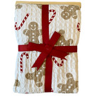 Joy & Jolly GINGERBREAD Shower Curtain 72x72 Christmas Candy Cane Waffle Weave 