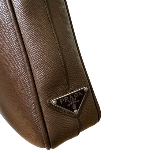 PRADA Maletín Bolso de Negocios 2 Vías Marrón Cuero Saffiano Auténtico USADO JAPÓN - Imagen 3 de 11