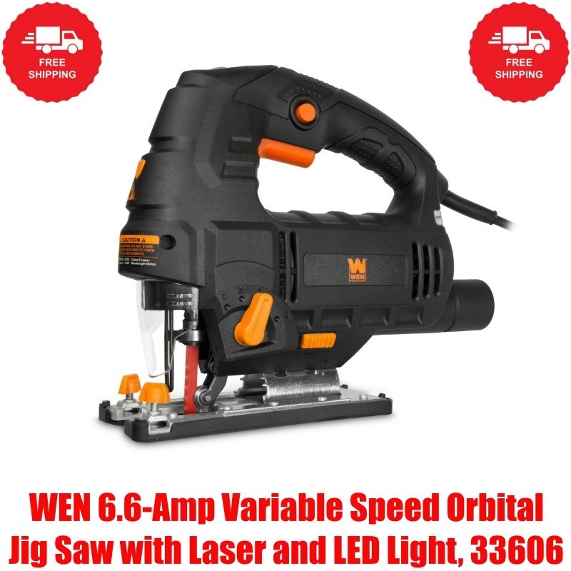 WEN 6.6-Amp Variable Speed Orbital Jig Saw with Laser and LED Light, 33606