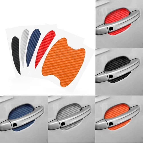 Red Carbon Fiber Car Door Handle Protector Film Anti Scratch Sticker 4PCs Set image 6