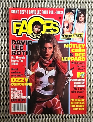 Faces Rocks Magazine April 1985 2 Pull-Outs David Lee Roth Ozzy ~ VG FREE SHIP 