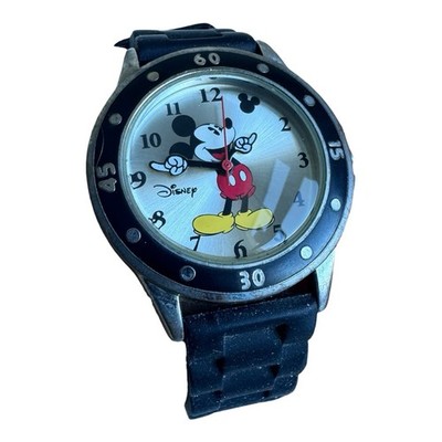 Disney Mickey Mouse Uhr Accutime neue Batterie bestückt 2026 schwarz Silikonarmband