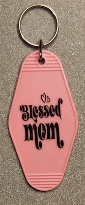 Pink Vintage Look Motel Keychain Bleesed Mom Gift Idea Keyring Fob Bag Charm New