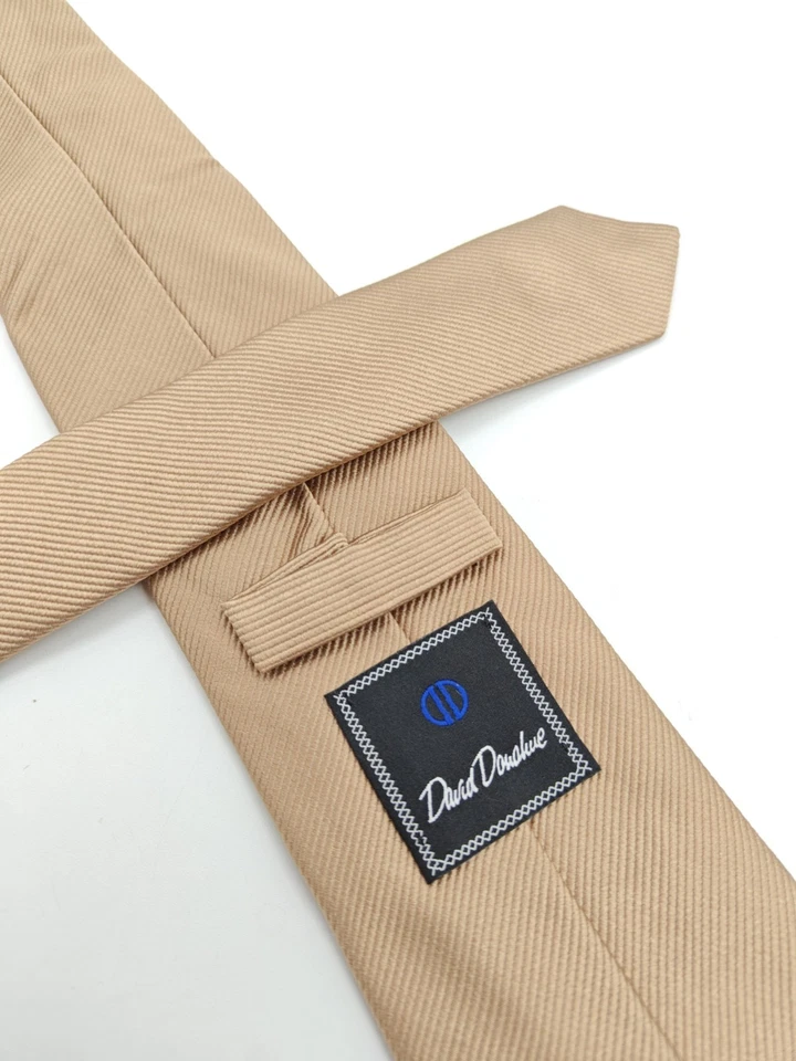 🇺🇲 Corbata de seda tostada para hombre David Donahue hecha a mano en EE. UU. 59x3 1/8 Foto 2 de 4