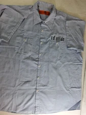 Red Cap Blue Stripe Road Glide Pride Work Shirt Short Sleeve Size 2XL