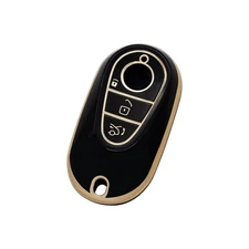 Black TPU Gold Edge Smart Key Fob Case Protective Cover 3 buttons, black 