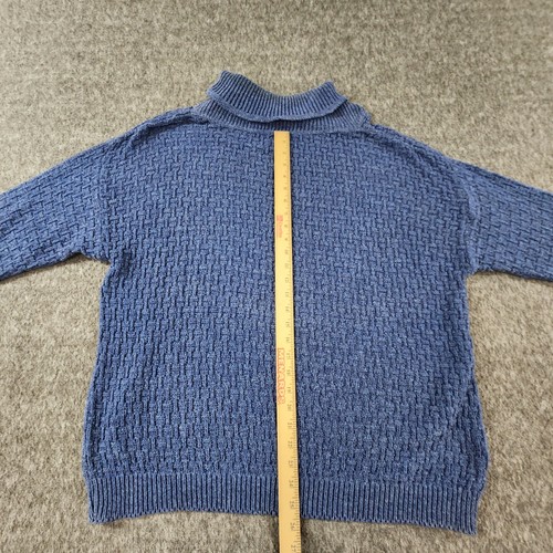 Vintage Eddie Bauer Pullover Damen groß blau Schalkragen Strukturstrick USA 90er - Bild 13 von 14