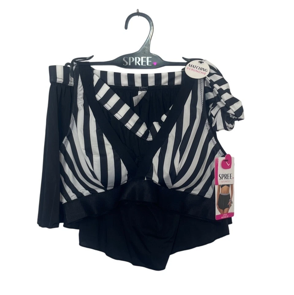 Spree Intimates Conjunto de Árbitro 3 Piezas Disfraz Mujer Grande Negro Blanco Nuevo Foto 2 de 4