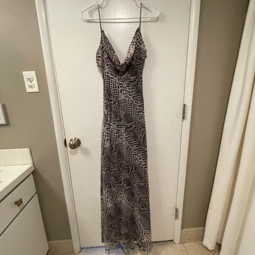 ZARA ärmelloses Maxikleid Wasserfallausschnitt Schlangenledermuster Slip mehrfarbig Small - Bild 2 von 15