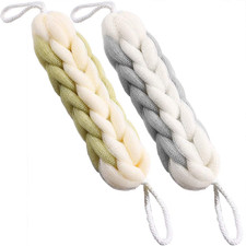 2Pack Esponja Exfoliante Larga con Cuerda para Ducha Masaje Cuerpo Gris y Verde