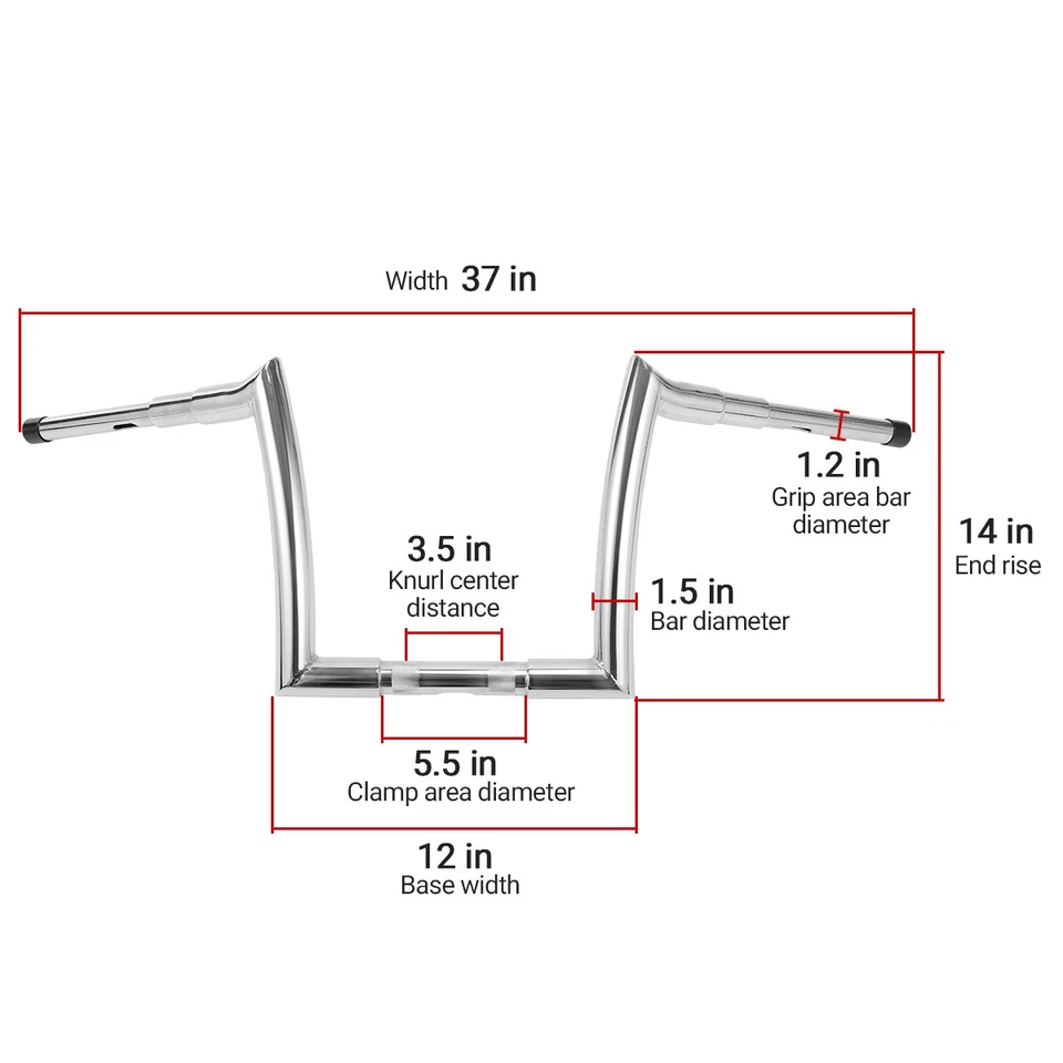 Meathook APE 14"Rise Handlebar Chrome Steel For Harley Road Glide 2015-2023 US Foto 2 de 4